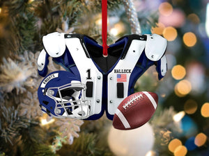 Personalized Football American Christmas Ornament 2024, Football Vest Car Ornament, Flat 2D Ornament, Football Key Chain, Gift for Boyfriend