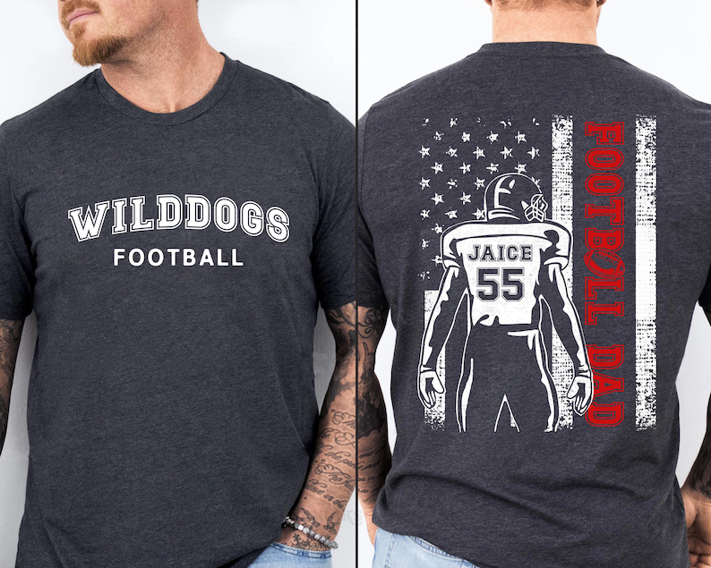 Personalized Football Dad Shirt, Football Team, Custom Name Number Football Shirt, Sports Dad Shirt, Dad Football Shirt