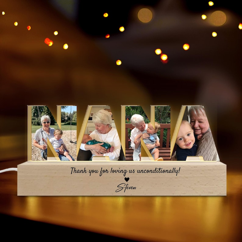 Personalized Nana Photo Collage Night Light, Custom Nana Photo Gift, Grandma Birthday Gift, Gift From Grandkids, Nana Christmas Gift