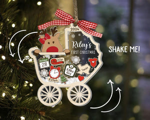 Personalized Baby's First Christmas Ornament 2024, Custom New Baby Gift, 4D Shake Babies Ornament, Baby Shower Gift, Baby Name Xmas Keepsake