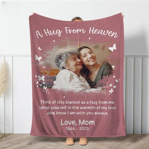 Personalized Memorial Blanket, Custom Photo Remembrance Blanket, A Hug From Heaven Gift, Christmas gift, In Loving Memory Blanket