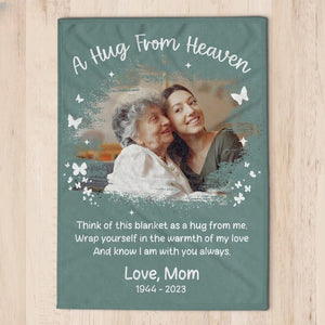 Personalized Memorial Blanket, Custom Photo Remembrance Blanket, A Hug From Heaven Gift, Christmas gift, In Loving Memory Blanket