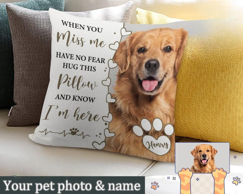 Dog Memorial Pillow,Pet Memorial Gift,Custom Loss of Pet Sympathy Gift with Pet's Picture,Pet Loss Gift,gift for dog cat lover,best dog