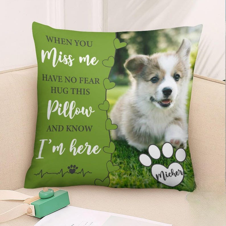 Dog Memorial Pillow,Pet Memorial Gift,Custom Loss of Pet Sympathy Gift with Pet's Picture,Pet Loss Gift,gift for dog cat lover,best dog
