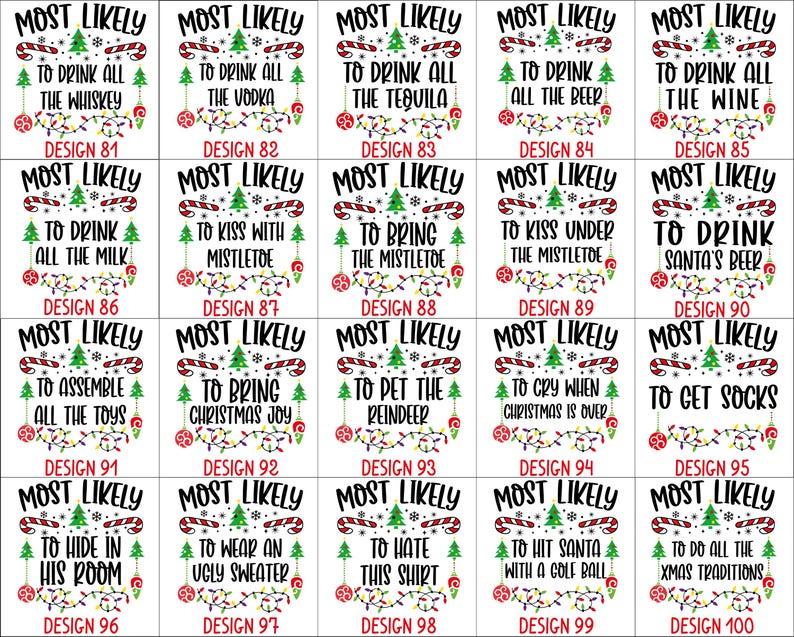 118 Quotes Most Likely to Christmas Shirt, Family Matching Christmas T-Shirts, Christmas Shirt, Funny Christmas Shirt, Family Pajamas