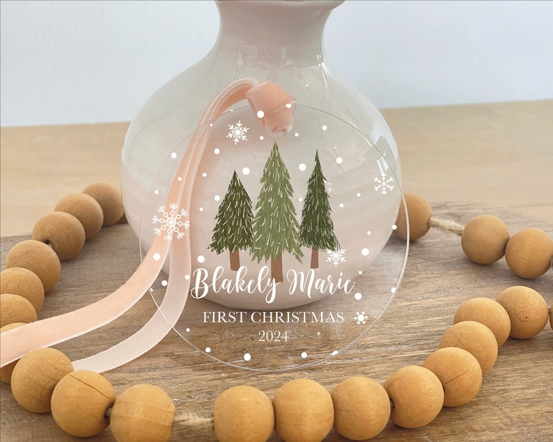 Baby's First Christmas Ornament, Acrylic Baby Gift, Baby Shower Gift, Baby's First Christmas 2024, Newborn Ornament Gifts, Keepsake
