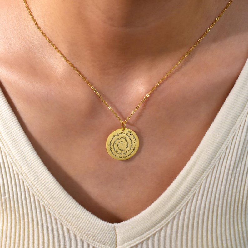Personalized Quote Text Necklace, Message Necklace, Mantra Scripture Verse Book Song Lyric, Song Lyric Scripture Verse, Christmas Gift