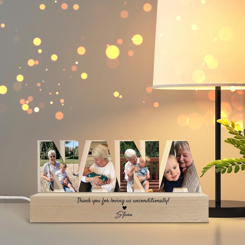Personalized Nana Photo Collage Night Light, Custom Nana Photo Gift, Grandma Birthday Gift, Gift From Grandkids, Nana Christmas Gift