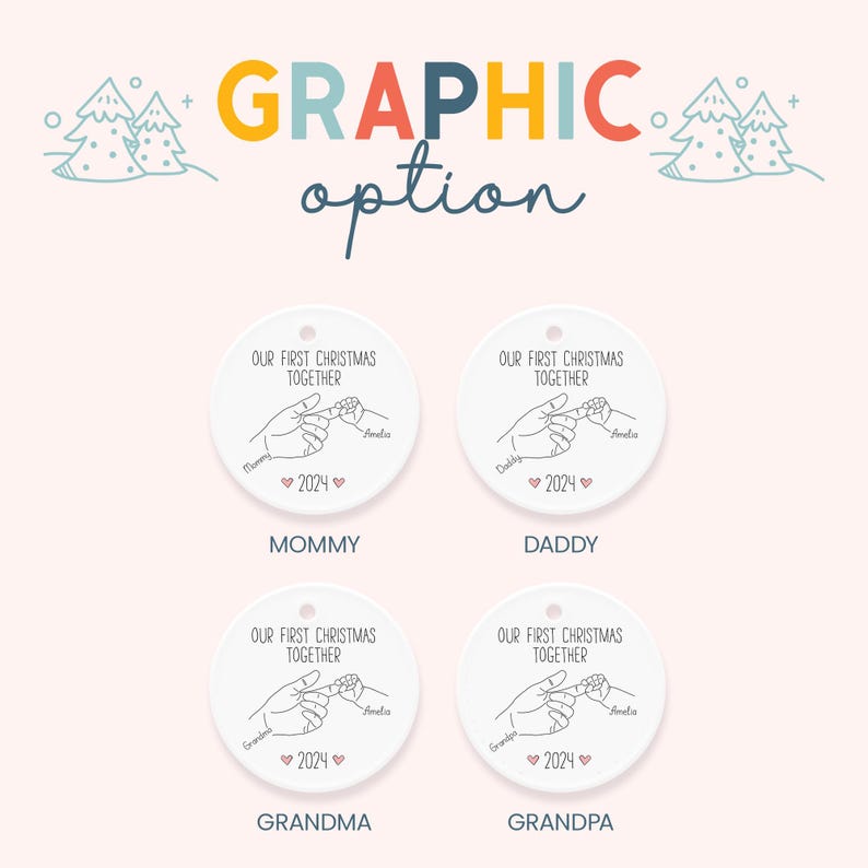 Our First Christmas Together Ornament, New Baby And Daddy Personalized Ornament, Family Keepsake, Custom Baby Name Ornament