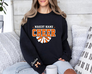 Custom Cheer Sweatshirt, Cheer Sweater, Cheer Squad Sweaters, Cheer Coach Sweater,Orange Cheer ,Megaphone Hoodie,Cheer Mom with Name Sweater