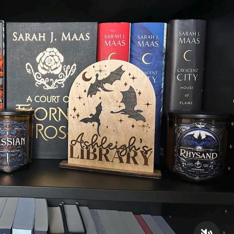 Dragon Personalized Library Sign, My Library Sign, Book Sign, Bookish Sign, Bookshelf decor, Dragon bookshelf sign, bookshelf personalized
