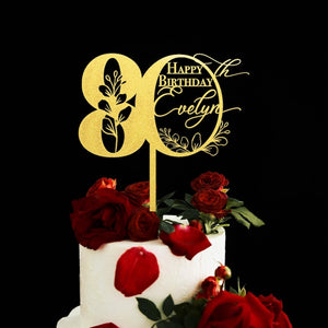 Happy Birthday Cake Topper with Name, Personalized Birthday Cake Topper, 25th 30th 40th Birthday Cake Topper, 50th Anniversary Cake Topper.