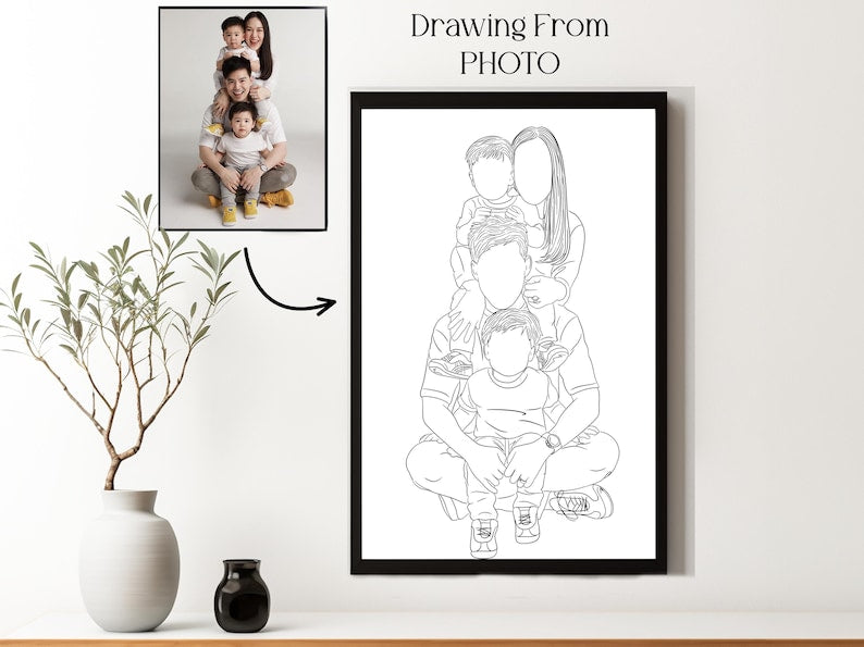 Custom Line Drawing from Photo - Personalized Couple Portrait & Gift for Boyfriend, Last Minute Birthday Gift for Him, Couple Line Art