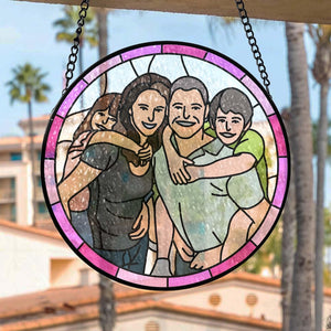 Custom Family Portrait, Transform Your Photos Into Art - Personalized Window Stained Glass, Custom Stained Glass, Family Memorial Gifts