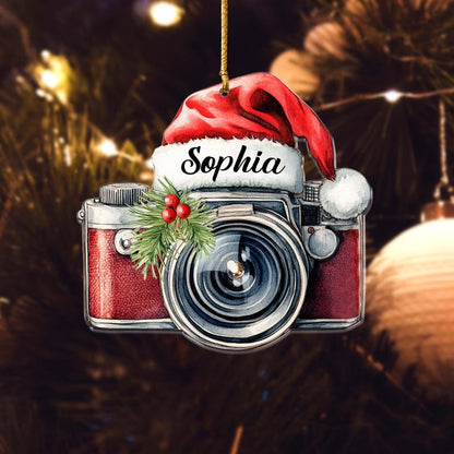 Personalized Photographer 2D FLATTEN Ornament Christmas 2024, Camera Lover Acrylic Ornament Housewarming Christmas 2024 Gift Xmas Tree Decor