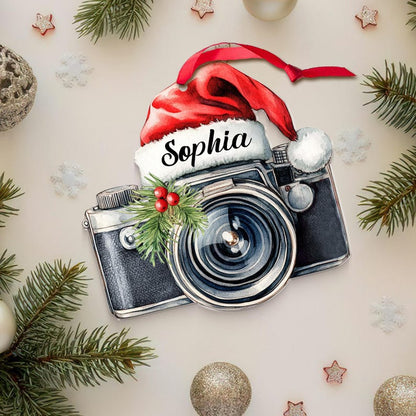 Personalized Photographer 2D FLATTEN Ornament Christmas 2024, Camera Lover Acrylic Ornament Housewarming Christmas 2024 Gift Xmas Tree Decor