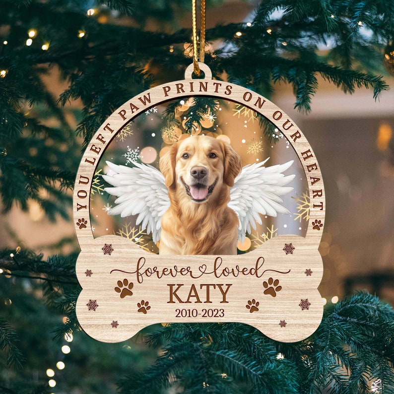 Custom Dog Photo Ornament, Dog Memorial Ornament, Personalized Dog Ornament, Forever Loved Dog Ornament, Pet Loss Keepsake,Dog Memorial Gift