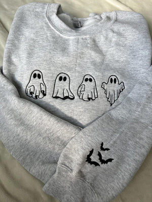 Fall embroidered sweatshirt Halloween embroidered ghost sweatshirt fall embroidered bat sleeve crewneck ghost and bat embroidered sweatshirt il_794xN.6239484927_plq1.jpg