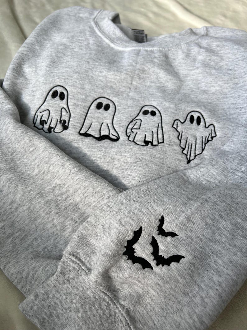Fall embroidered sweatshirt Halloween embroidered ghost sweatshirt fall embroidered bat sleeve crewneck ghost and bat embroidered sweatshirt il_794xN.6239485067_lmn4.jpg