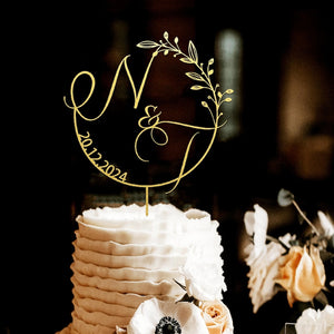 Custom Initial Wedding Cake Toppers, Gold Cake topper for Wedding, Rustic Wedding Cake Toppers,Wedding Decorations Customized Greeting Cards