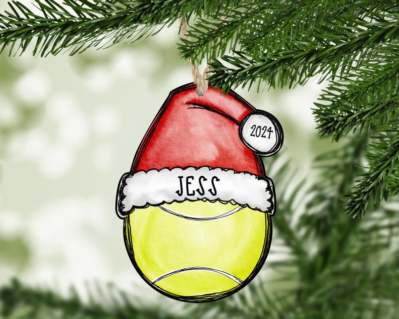 Tennis Christmas Ornament, Tennis Ornament, 2024 Tennis Ball Ornament, Personalized Ornament, Tennis Mom Gift Idea, Tennis Coach Gift