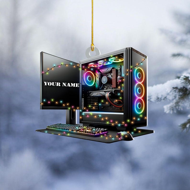 Custom Gaming Computer Christmas Ornament, Christmas Tree Decor, Custom Computer Ornament,Loved Gaming Computer Ornament, Ornament Gift