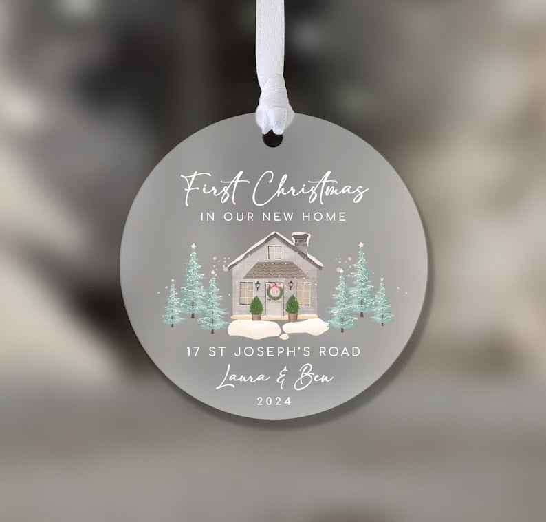 New Home Personalised Frosted Christmas Ornament New Home Gift | Christmas In New Home | First Home 2024 | Christmas Gift | Christmas