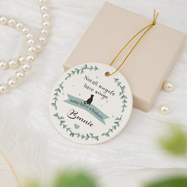 Cat Memorial Gift, Personalized Cat Sympathy Bauble, Remember A Loved Cat, Cat Loss Bereavement Ornament,Ceremic Keepsake to Remember,Bauble