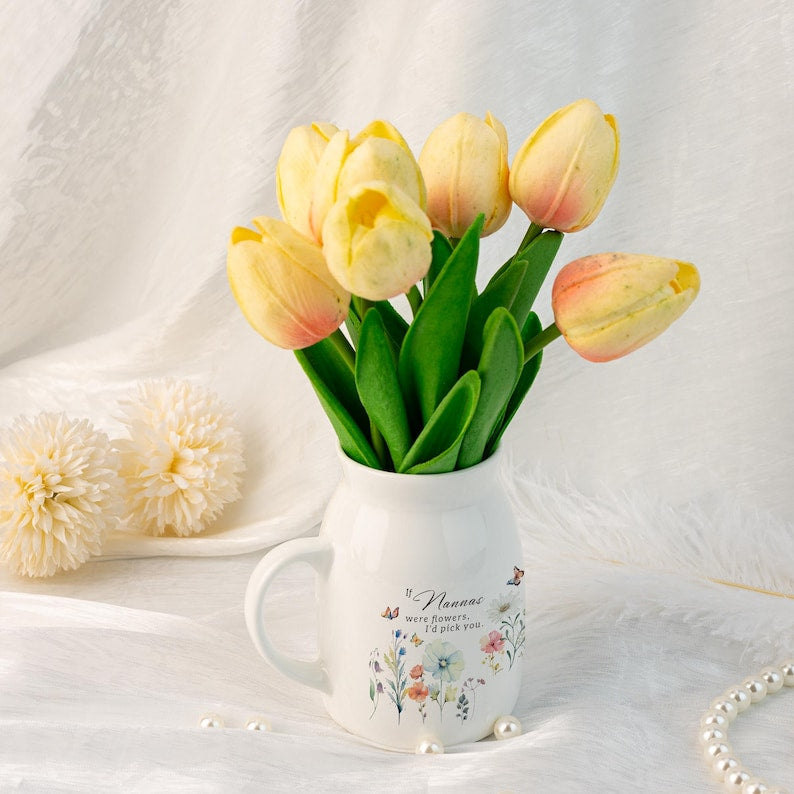 Personalised If were flowers I'd pick you Mum Nanna Grandma Wildflower Vase,Ceramic Flower Vase for Mama,Gift from Granddaughter,Home Decor