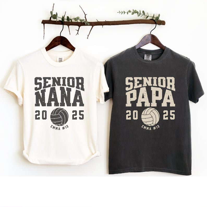 Matching Senior Volleyball Mom Shirt Senior Volleyball Dad Shirt, Custom Name Number Year, Class of 2025 Grad Parents Gift