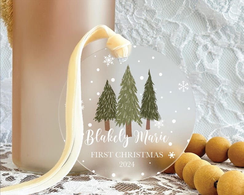 Baby's First Christmas Ornament, Acrylic Baby Gift, Baby Shower Gift, Baby's First Christmas 2024, Newborn Ornament Gifts, Keepsake