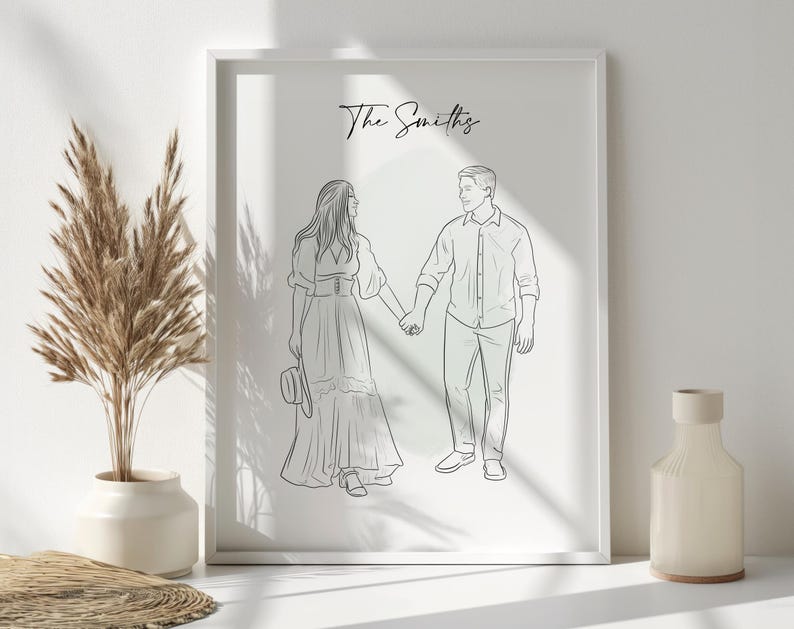Custom Line Art, Custom Family Line Drawing From Photo, Personalized Gift For Him, Custom Grandpa Gift, Family Portrait, Gift For Dad