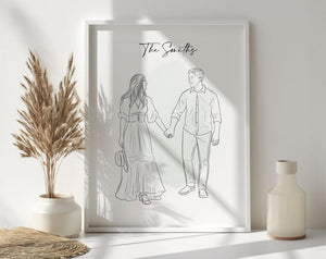 Custom Line Art, Custom Family Line Drawing From Photo, Personalized Gift For Him, Custom Grandpa Gift, Family Portrait, Gift For Dad