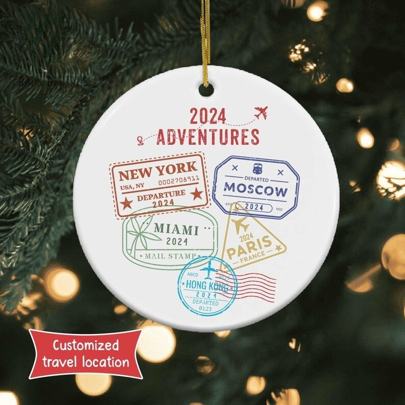 Personalized Yearly Adventures Ornament, Personalized Travel Ornament, Travel Ornament, Adventure Ornament, 2024 Vacation, 2024 Recap