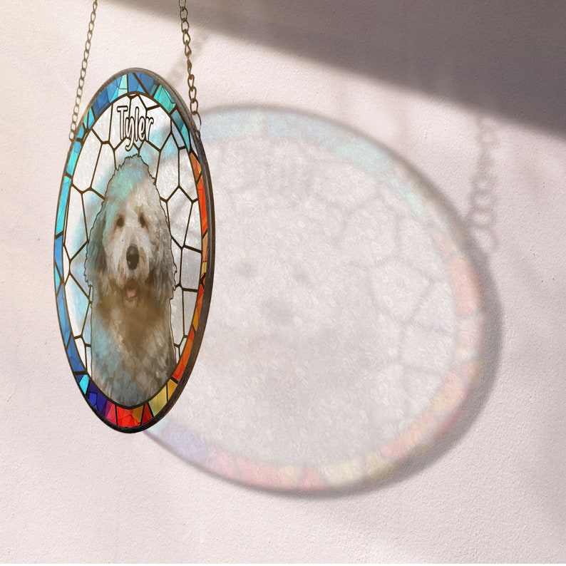 Custom Your Adorable Pet - Personalized Stained Glass Window Hanging Suncatcher, Dog Suncatcher, Custom Dog, Indoor Decor,Dog Window Hanging
