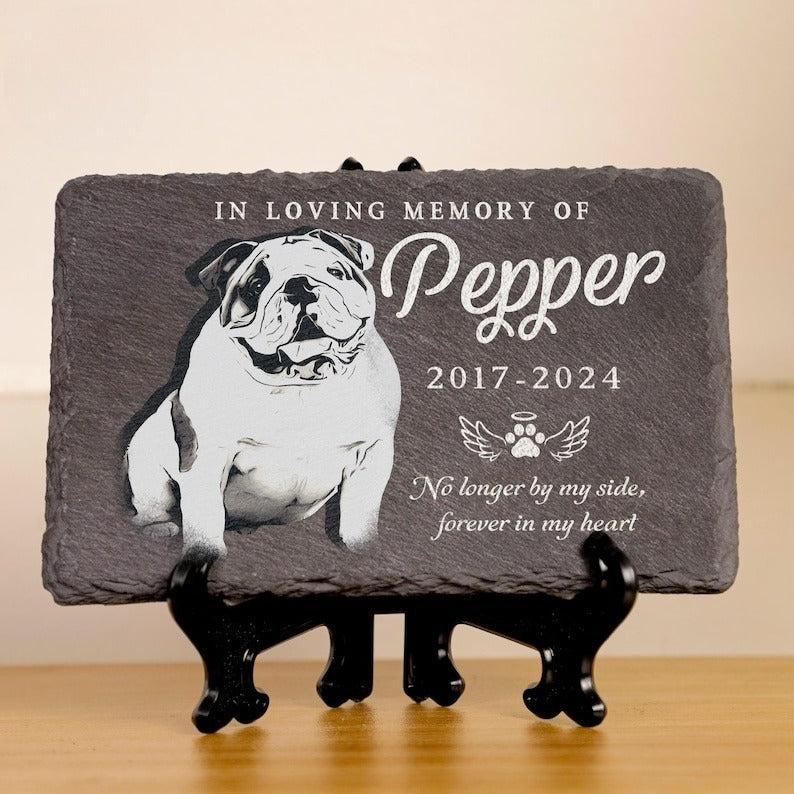 Pet Memorial Stone Dog Memorial Stone Retangle Shape, Memorial Garden Stone Pet Headstone With Photo, Pet Grave Stone Pet Grave Marker Pet Sympathy Gift