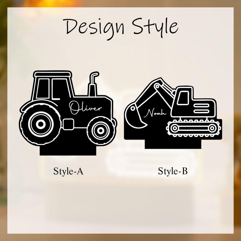 Personalised Tractor Night Light,Nursery Decor,Kids Gift,Night Light,Children's Night Light,Digger Light,Tractor Light,Holiday Gift for Boy