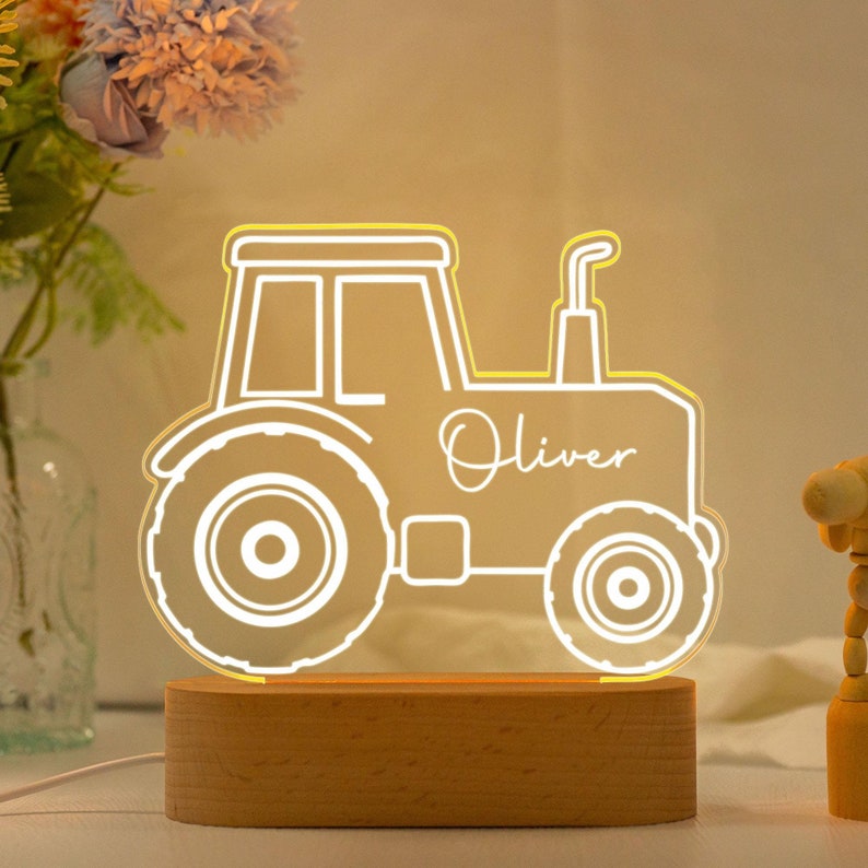 Excavator Night Light,Personalised Digger Night Light,Toddler Night Light,Children's Bedside Night Light,Digger Night Light,Kids Bedrooms