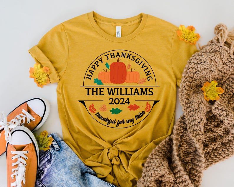 Custom Family Name Thanksgiving Matching Shirt, Thanksgiving Dinner Shirt, Pumpkin Family Shirt, Thanksgiving Group Shirt, Personalized Tee