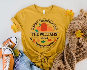 Custom Family Name Thanksgiving Matching Shirt, Thanksgiving Dinner Shirt, Pumpkin Family Shirt, Thanksgiving Group Shirt, Personalized Tee