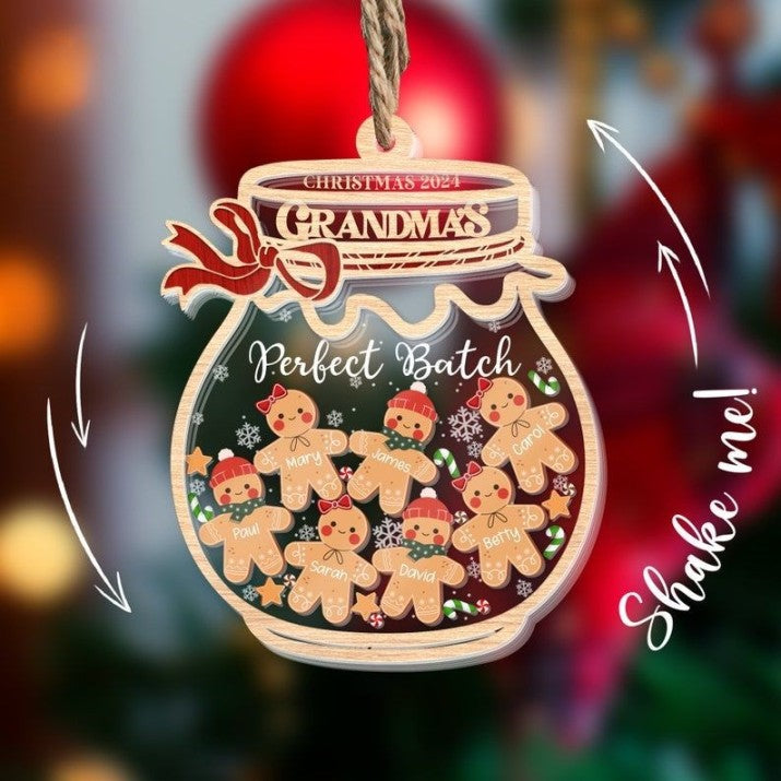 Perfect Batch Personalized Laser Cut Christmas Ornament, Grandma Mom Family Christmas Ornament, 4D Cookie Ornament Gift for Christmas 2024