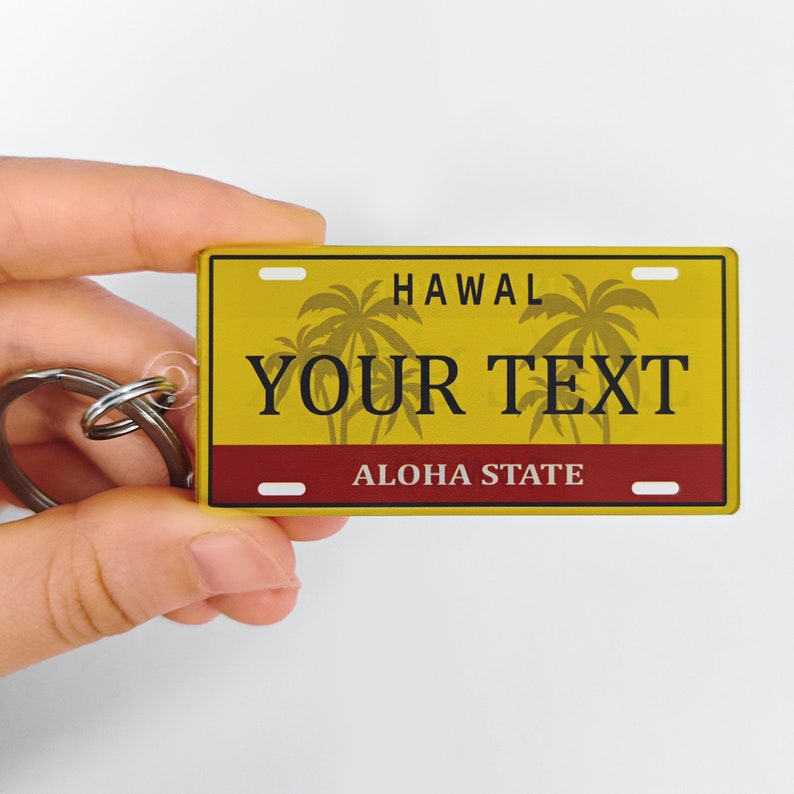 Custom License Plates Acrylic Keychain, Personalized Any Text All States Keychain, Travel Souvenirs American License Plate, gifts for him