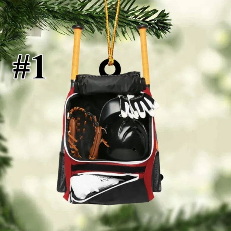 Baseball Bag 2024 Christmas Ornament, Baseball Lover Shaped Ornament, Baseball Player Acrylic/Wooden Ornament, Custom Name Ornament