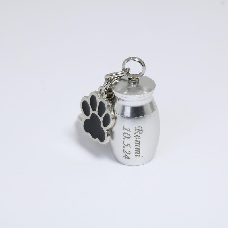 Personalized Pet Urn Keychain,Cremation Urn Keychain,Custom Ashes Keepsake,Urn Memorial Dog Paw Print Keychain,Pet Fur Hair Keepsake