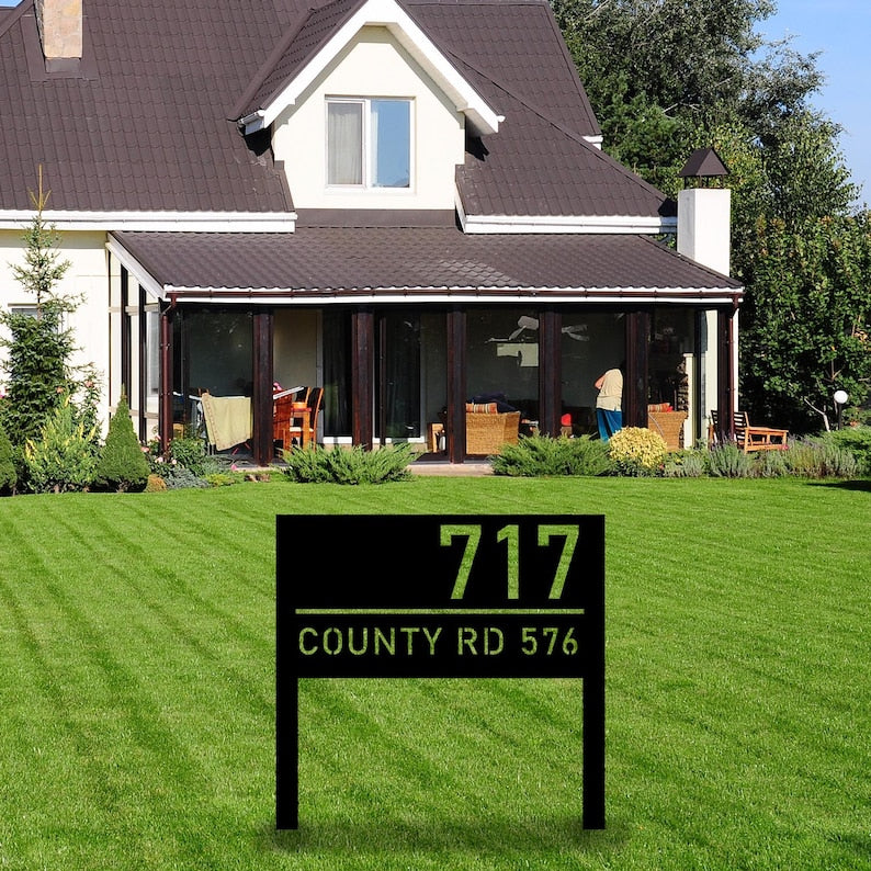 Personalized Modern House Address Number Sign, Custom House Number Garden Stake, New Homeowner Gift, Address Yard Stake, Address Number Gift