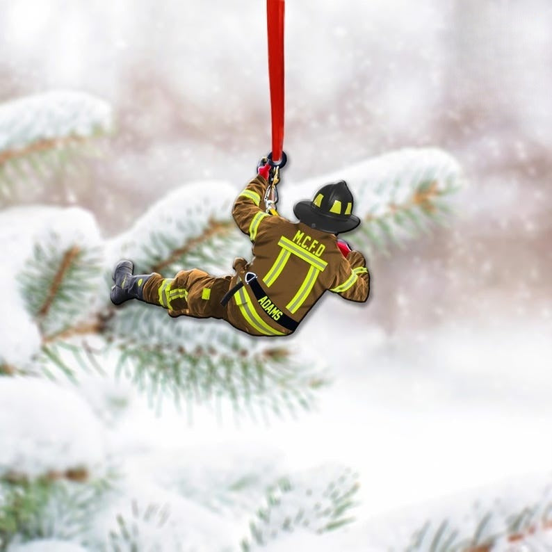 Personalized Firefighter Christmas 2024 Ornament, Custom Firefighter On Duty Acrylic Ornament, Fireman Dad Gift, Christmas Firefighter Gifts