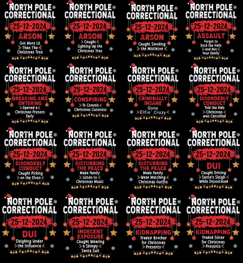 North Pole Correctional Christmas Shirt, Matching Family Christmas Pajamas, Funny Group Christmas Shirts, Matching Christmas Party Shirt