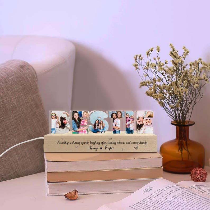 Personalized Bestie Photo Collage Night Light, Custom Bestie Gifts, BFF Gift, Best Friend Birthday Gift, Friendship Gift, Gift for Bestie