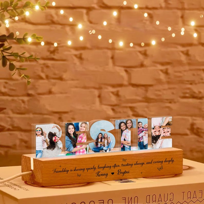Personalized Bestie Photo Collage Night Light, Custom Bestie Gifts, BFF Gift, Best Friend Birthday Gift, Friendship Gift, Gift for Bestie