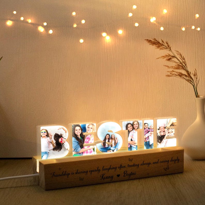 Personalized Bestie Photo Collage Night Light, Custom Bestie Gifts, BFF Gift, Best Friend Birthday Gift, Friendship Gift, Gift for Bestie